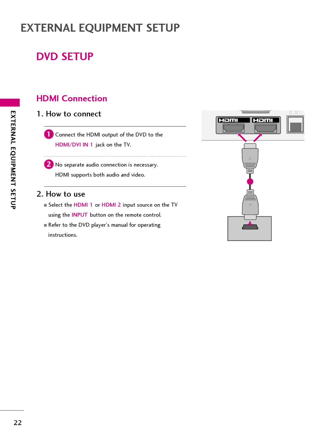 LG Electronics 22LQ630H, 32LQ630H, 42CQ610H, 26LQ630H owner manual DVD Setup, Instructions 