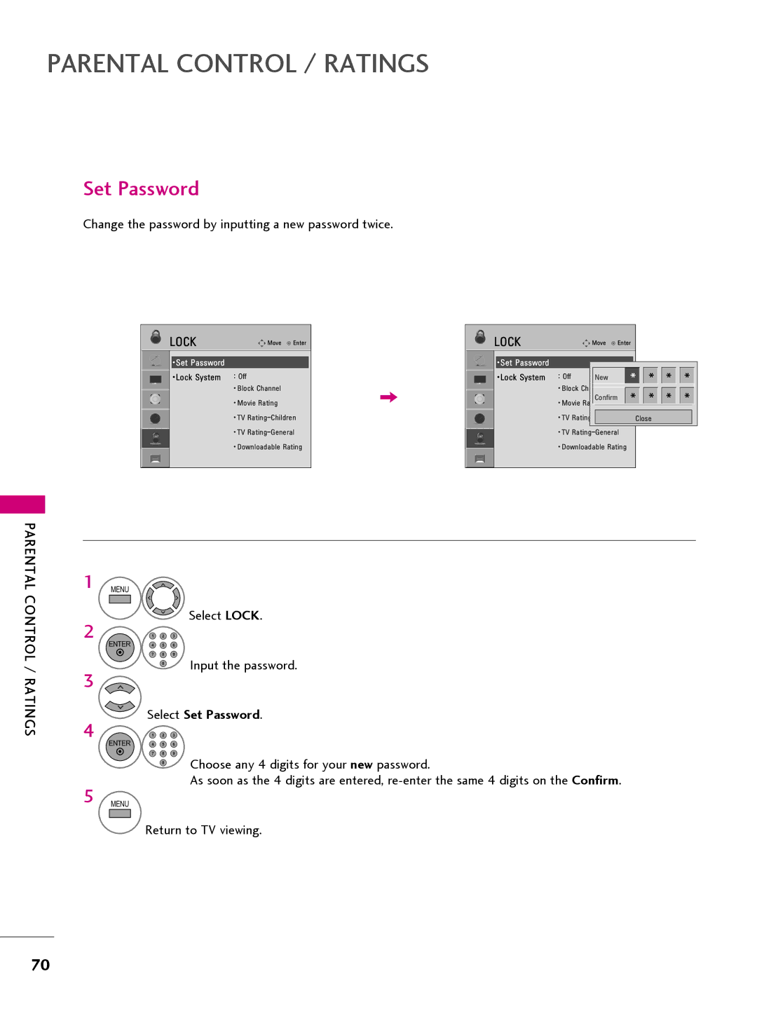 LG Electronics 22LQ630H, 32LQ630H, 42CQ610H, 26LQ630H owner manual Select Set Password 