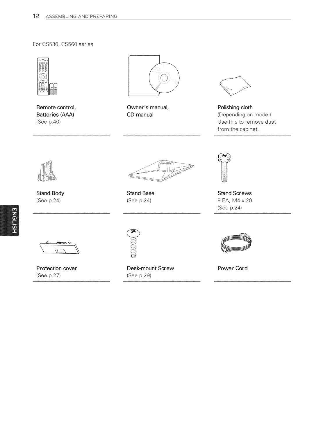 LG Electronics 32LS3410 manual ASSEMBLgNG and Preparing 