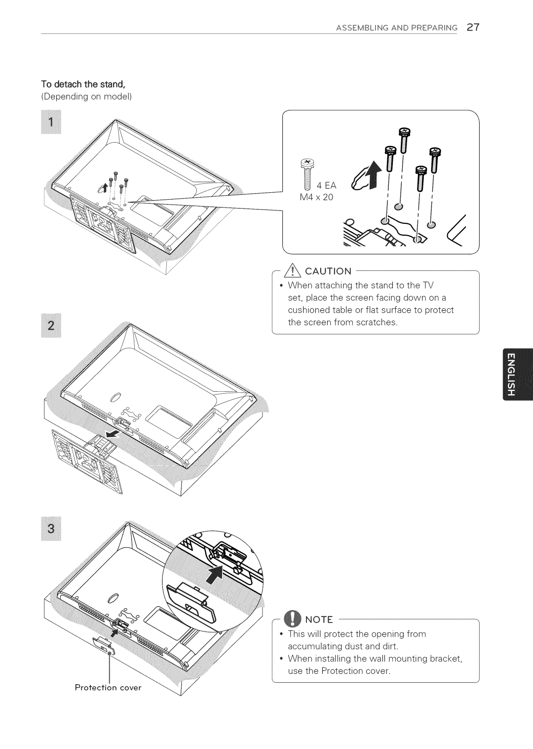 LG Electronics 32LS3410 manual Protection cover 