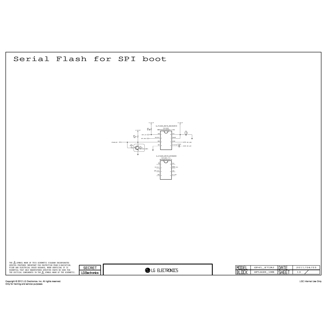 LG Electronics 32LS5620-ZD Serial Flash for SPI boot, Copyright 2012 LG Electronics. Inc. All rights reserved 