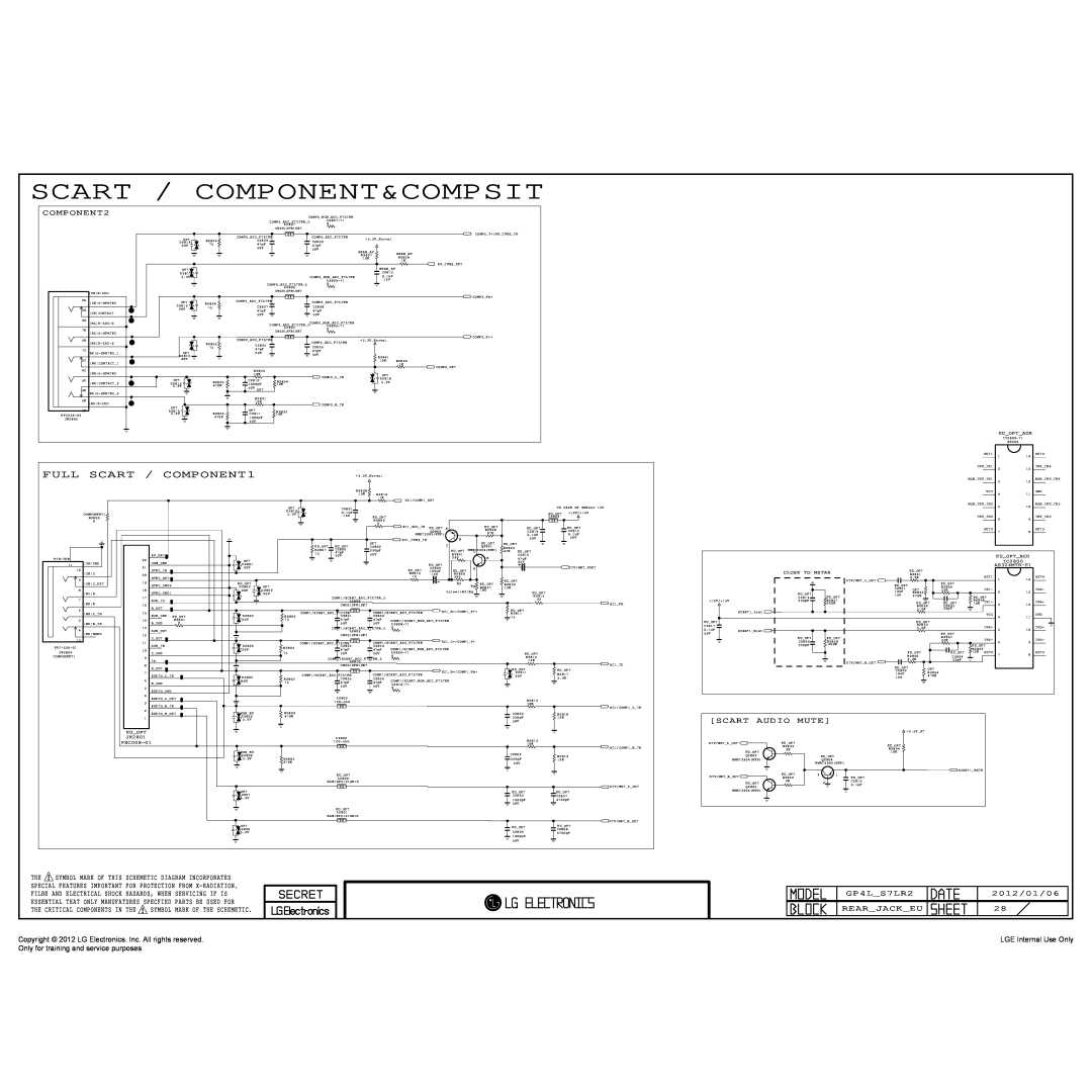 LG Electronics 32LS5610/561T Scart / Component&Compsit, FULL SCART / COMPONENT1, LGE Internal Use Only, JK2801, PSC008-01 