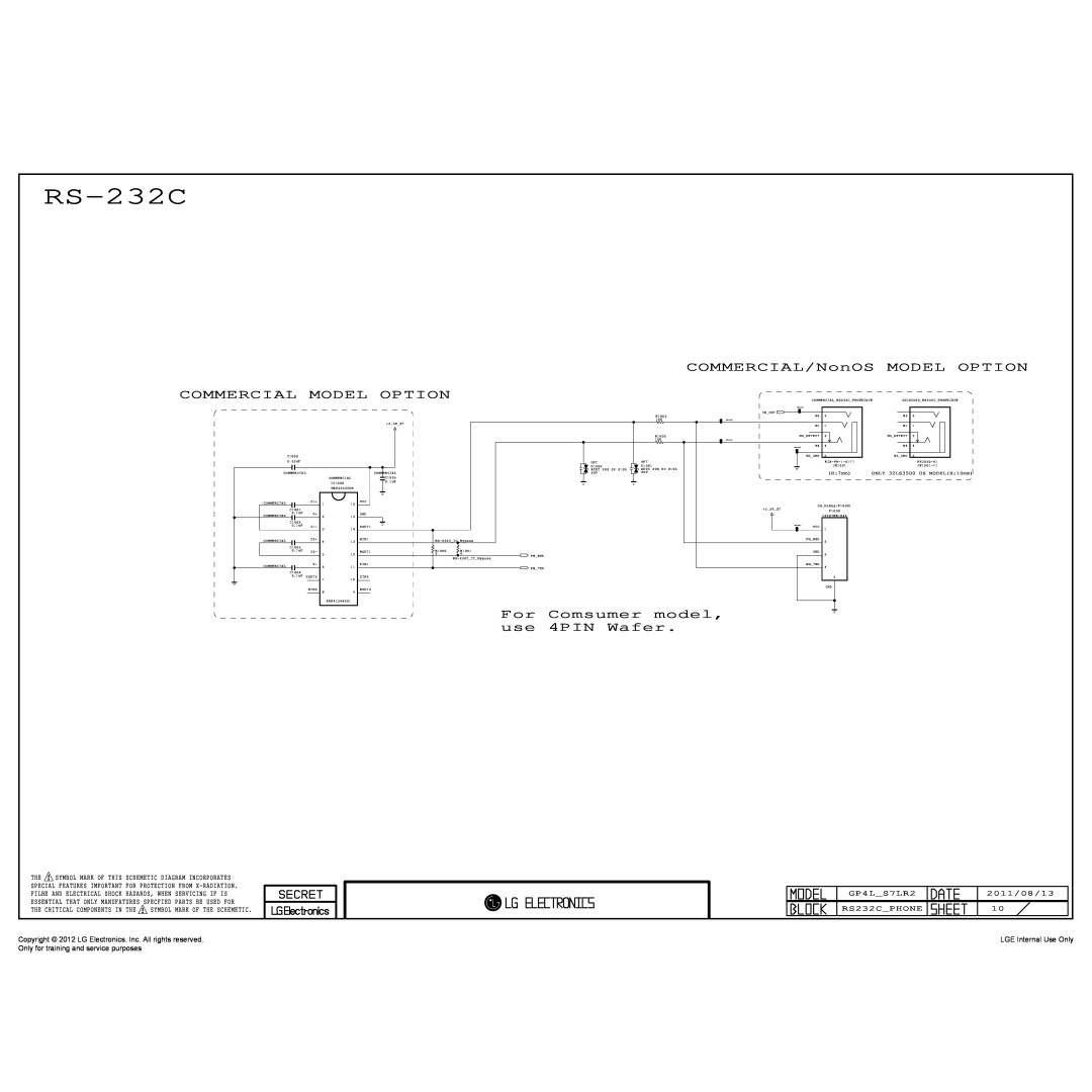 LG Electronics 32LS679C-ZC RS-232C, COMMERCIAL/NonOS MODEL OPTION COMMERCIAL MODEL OPTION, LGE Internal Use Only 
