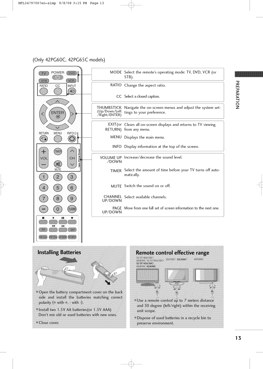 LG Electronics 32LCSDCS, 32LXSOCS, 32LCSOCB, 32LCSDCB, 37LCSDC1 owner manual Stb, Up/Down 