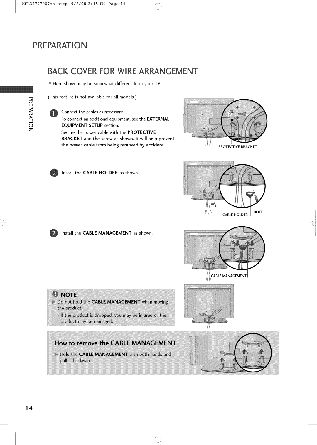 LG Electronics 37LCSDC1, 32LXSOCS, 32LCSOCB, 32LCSDCB, 32LCSDCS owner manual Back Cover for Wmrearrangement 