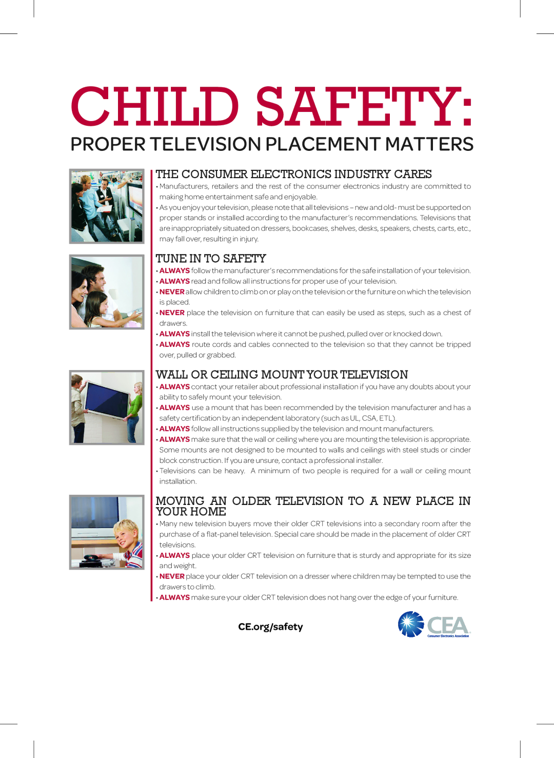 LG Electronics 55LY340H, 32LY340H, 42LY340H, 47LY340H, 39LY340H owner manual Child Safety 