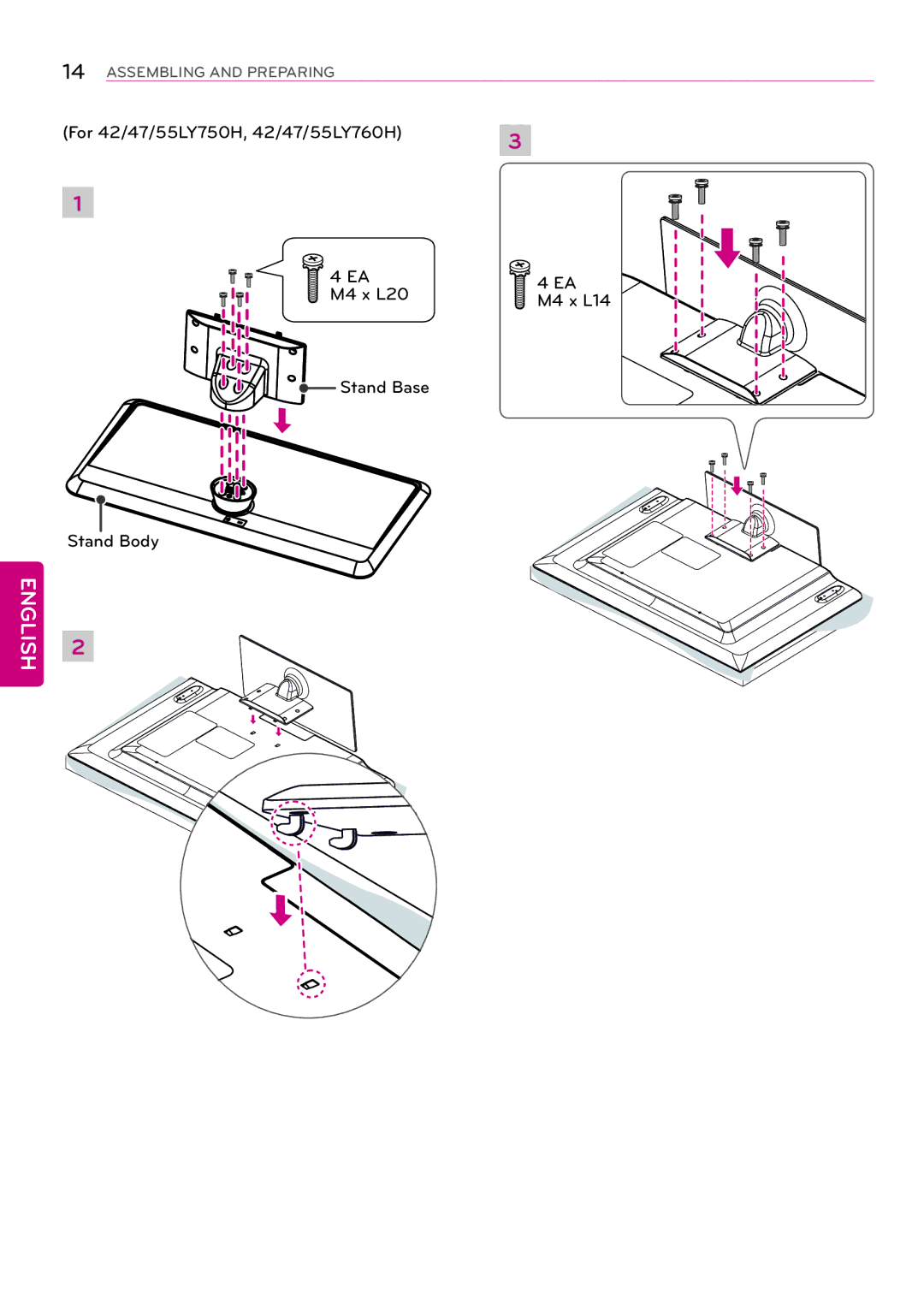 LG Electronics 39LY750H, 32LY750H, 55LY750H, 42LY750H, 47LY750H, 32LY760H, 39LY760H, 42LY760H, 47LY760H, 55LY760H Stand Body 