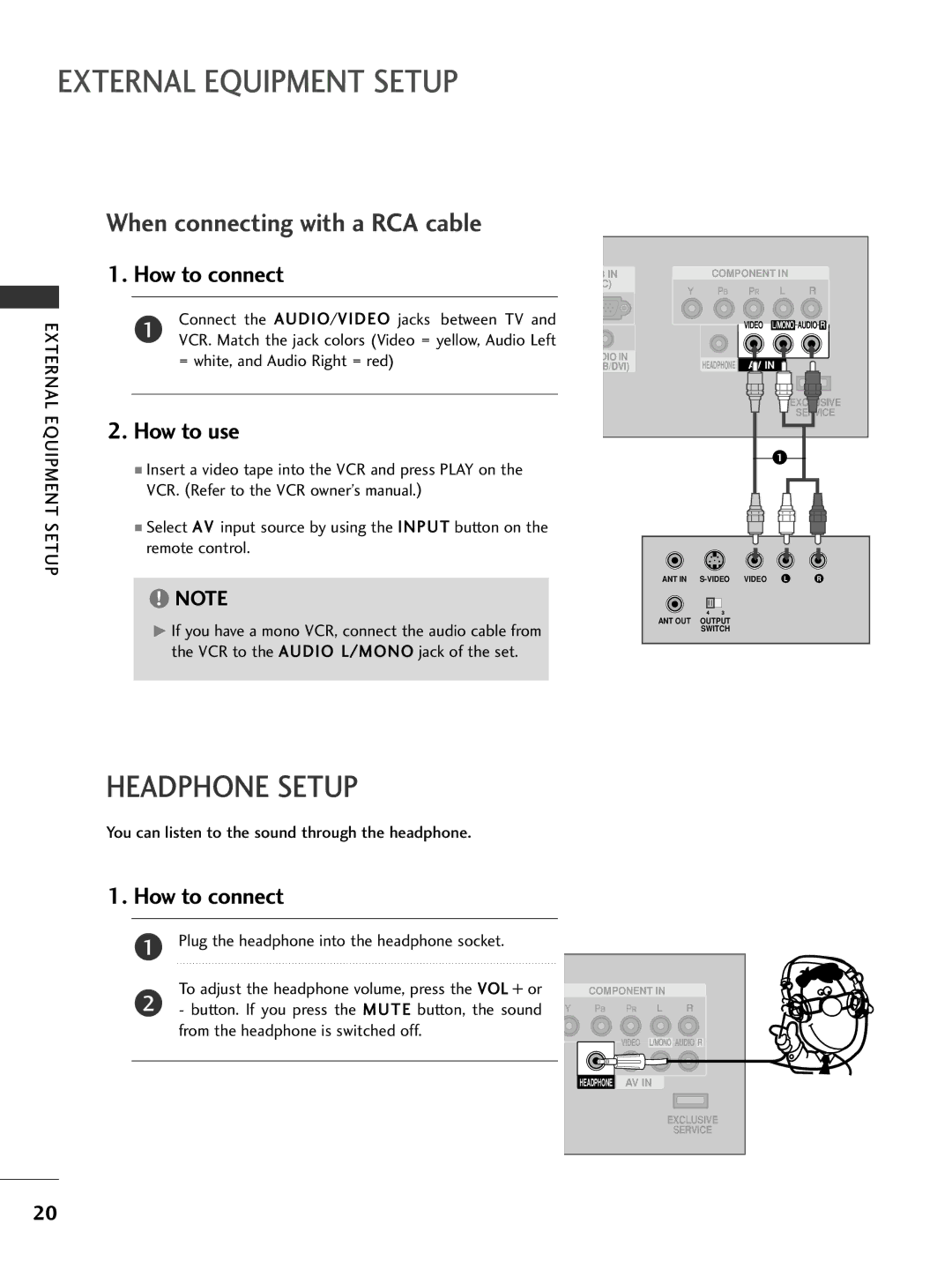 LG Electronics 32PC5DVC owner manual Headphone Setup, You can listen to the sound through the headphone 