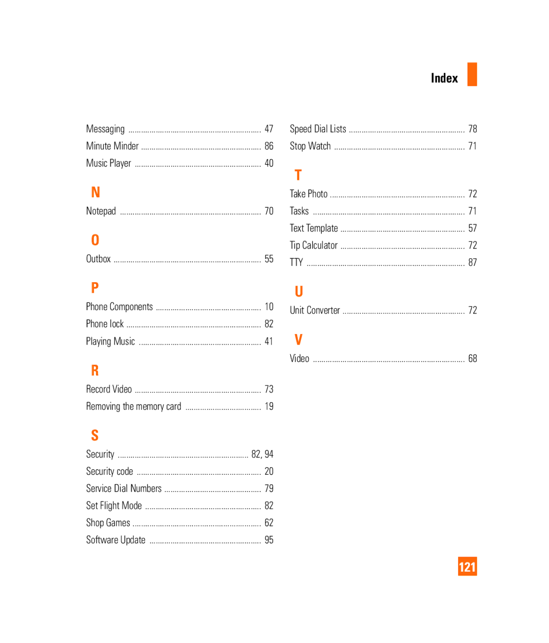 LG Electronics 3350232 manual Index, 121 