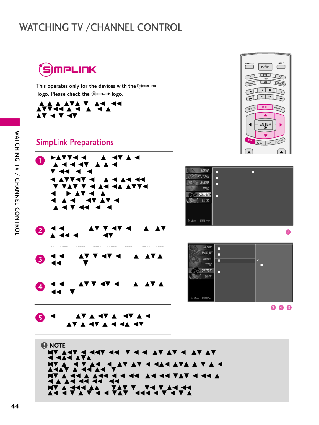 LG Electronics 4422LLBB44DD SimpLink Preparations, Additional cables and settings, SimpLink device with the Hdmi cable 