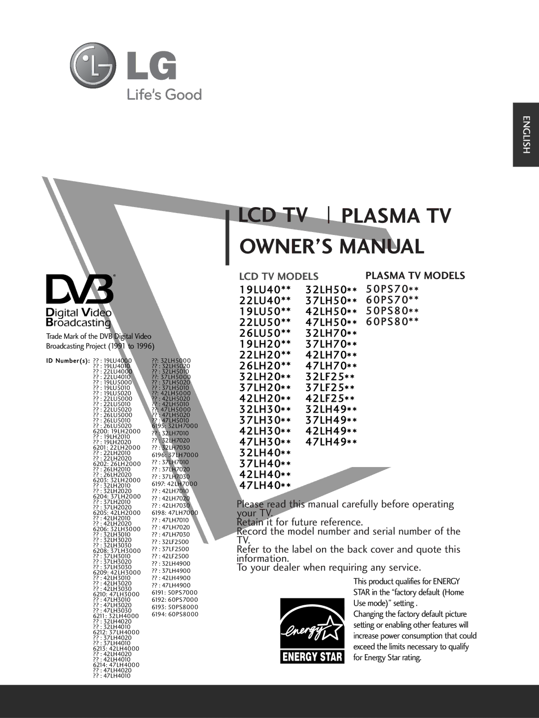 LG Electronics 3377LLHH3300, 3377LLHH4400, 3322LLHH3300, 3377LLHH2200, 3322LLHH4400, 3377LLHH5500 owner manual Lcd Tv 