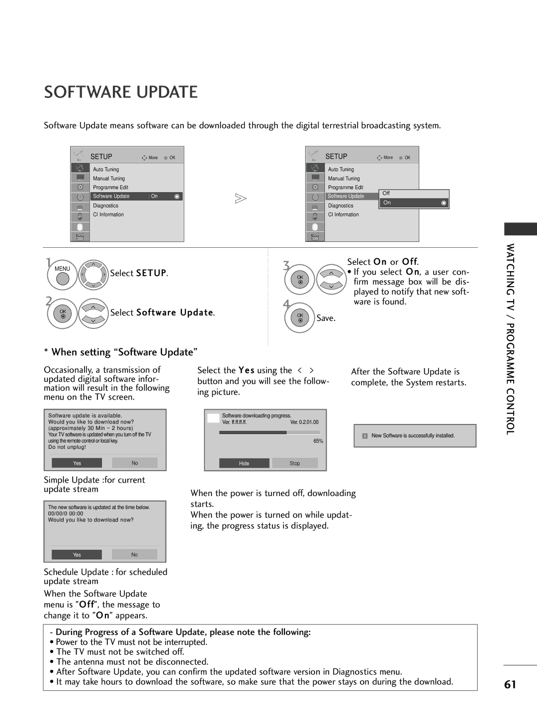 LG Electronics 3377LLHH4400, 3377LLHH3300, 3322LLHH3300 Select Software Update, Simple Update for current update stream 