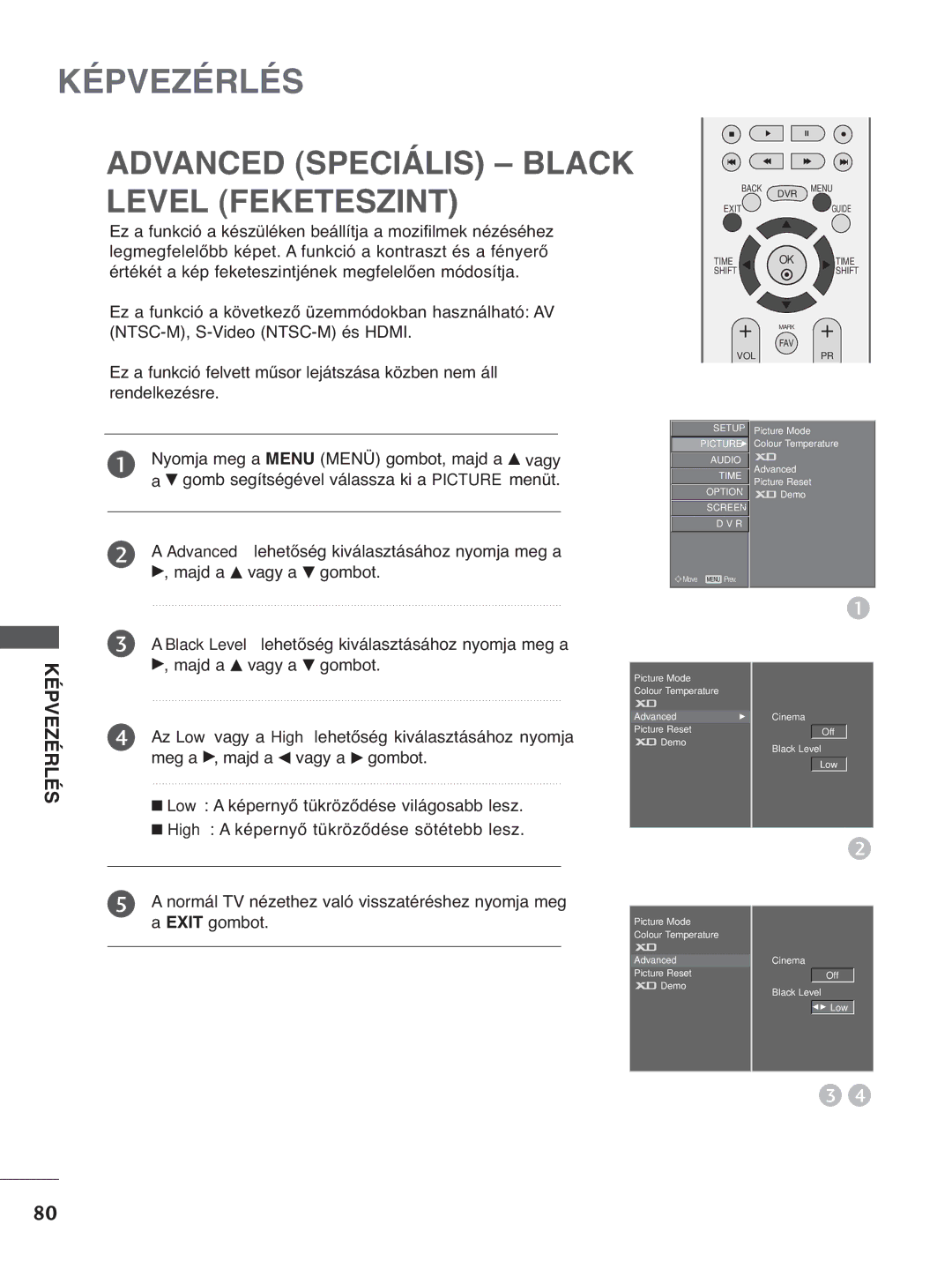 LG Electronics 5500PPTT88, 3377LLTT77, 3322LLTT77, 4422PPTT88, 4422LLTT77 manual Advanced Speciális Black Level Feketeszint 