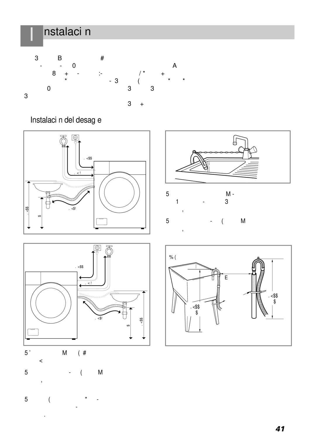 LG Electronics 2P~32P, 33P~63P owner manual Instalación del desagüe 