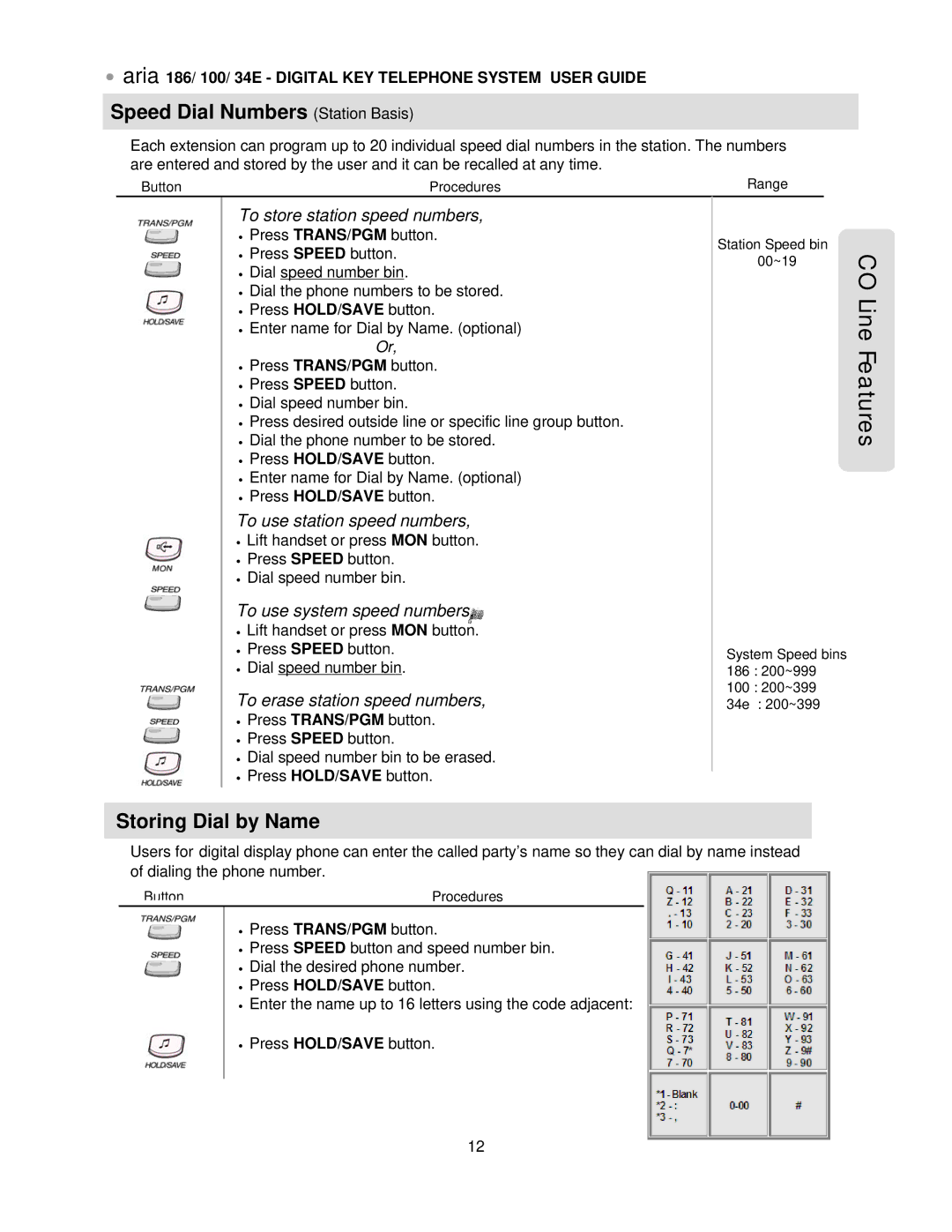 LG Electronics 186, 34E, 100 manual Speed Dial Numbers Station Basis, Storing Dial by Name 