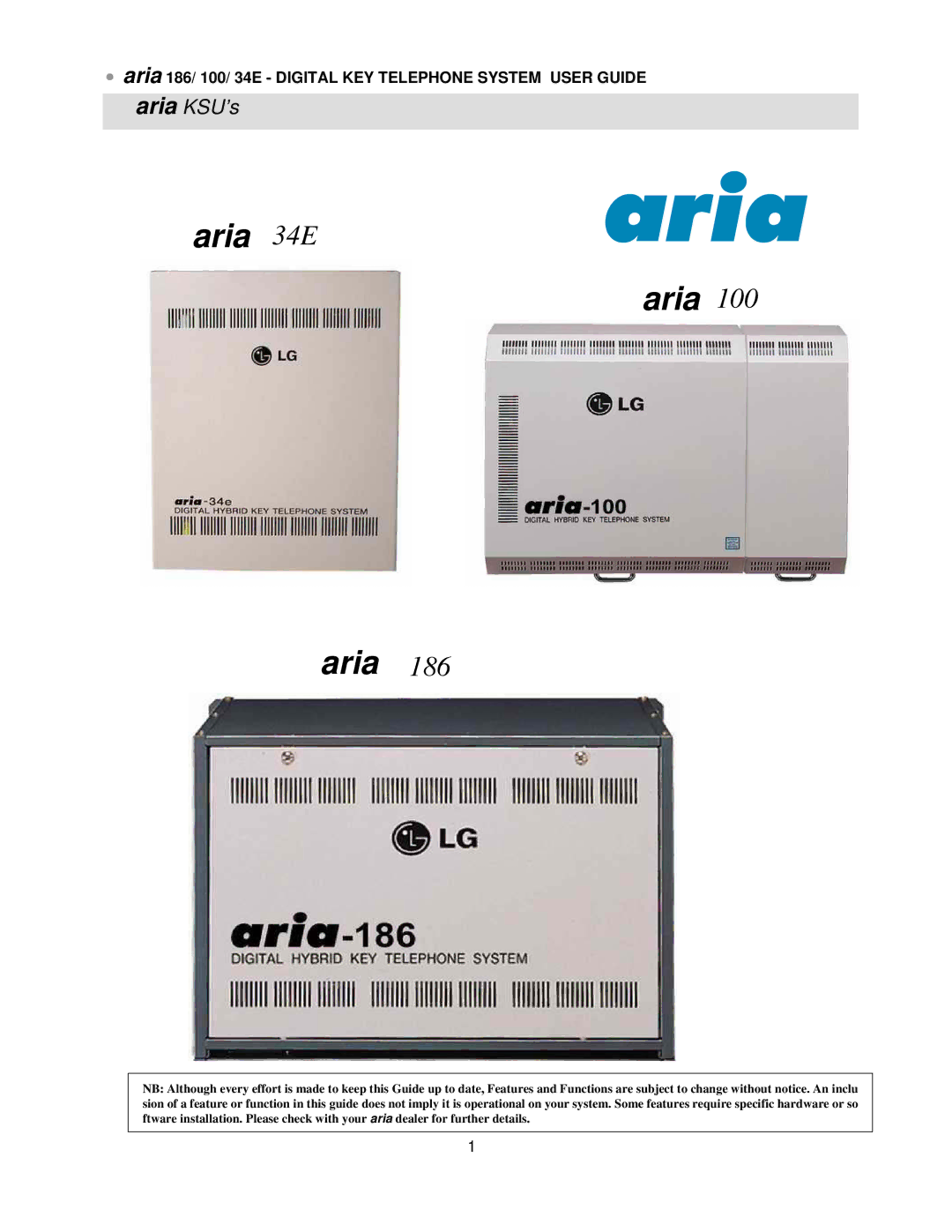 LG Electronics 100, 186 manual Aria 34E 