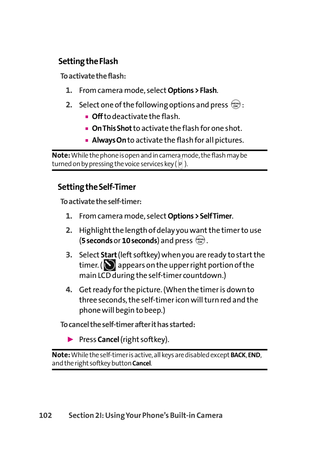 LG Electronics 350 manual SettingtheFlash, SettingtheSelf-Timer, Toactivatetheflash, Toactivatetheself-timer 