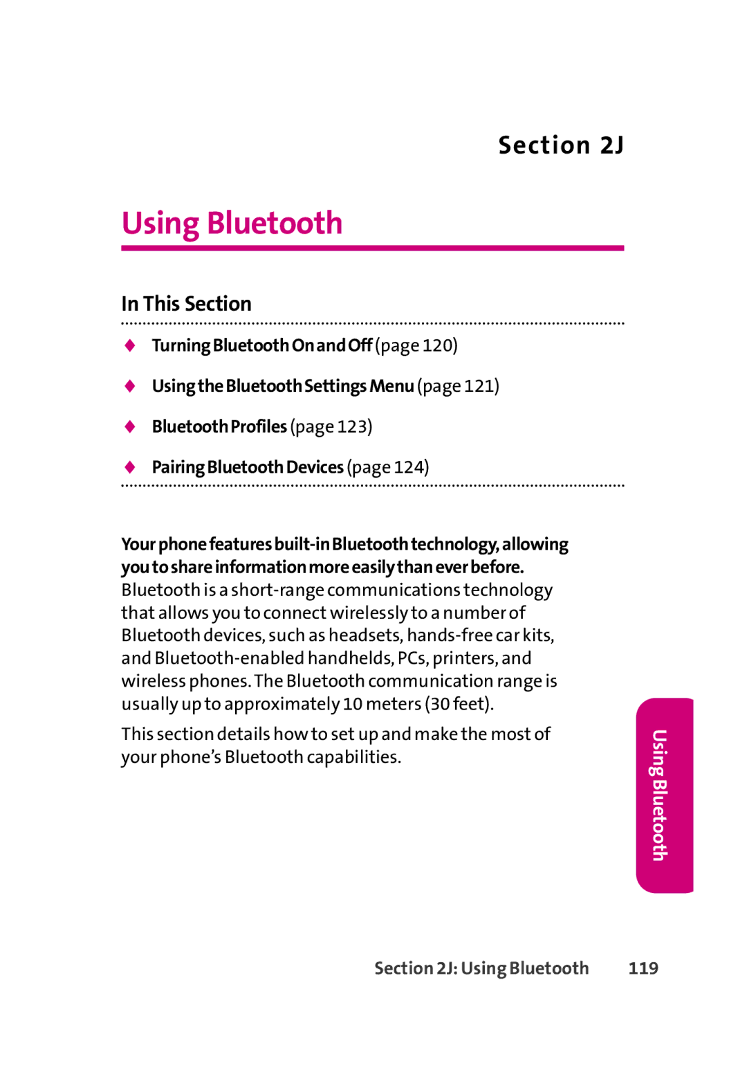 LG Electronics 350 manual Using Bluetooth, 119 