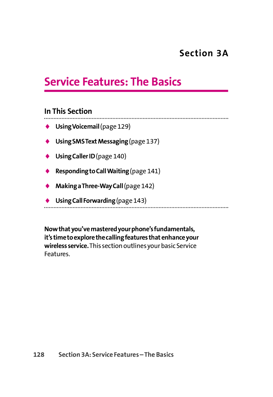 LG Electronics 350 manual Service Features The Basics 