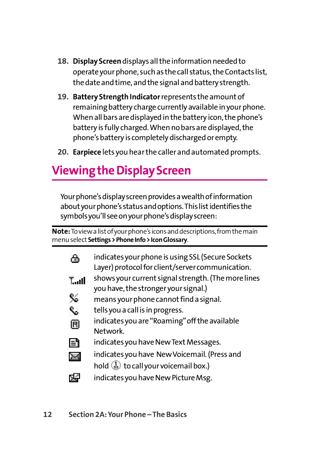 LG Electronics 350 manual Viewing the Display Screen 