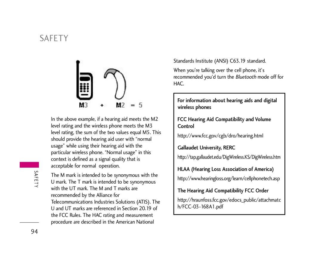 LG Electronics 355 manual Usage while using their hearing aid with, Context is defined as a signal quality that is 