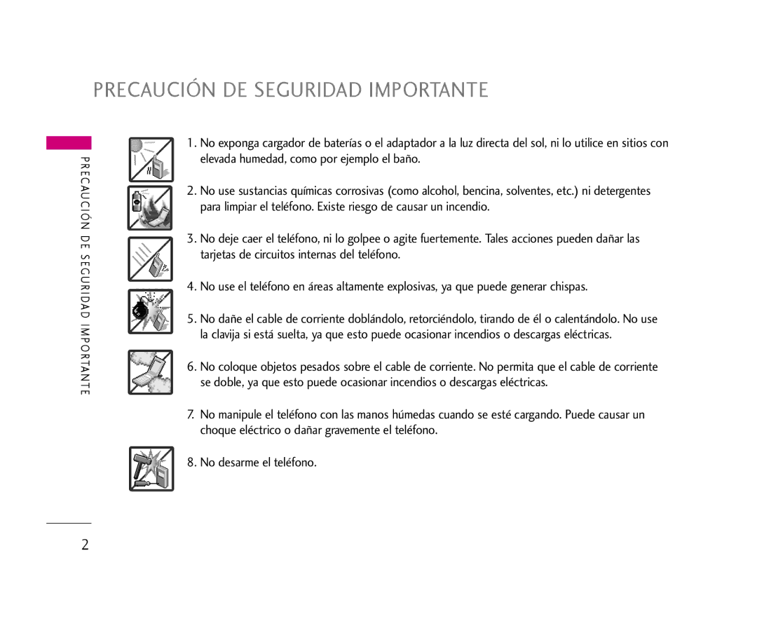 LG Electronics 355 manual Precaución DE Seguridad Importante 