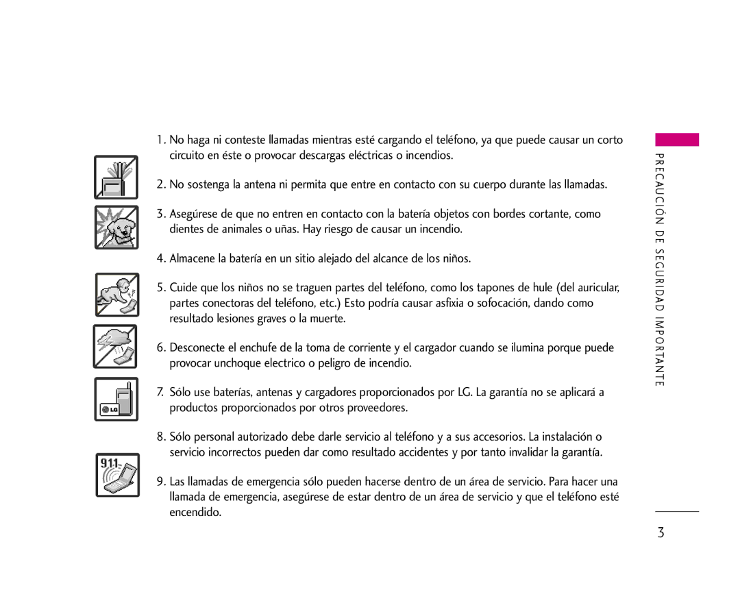 LG Electronics 355 manual Precaución DE Seguridad Importante 