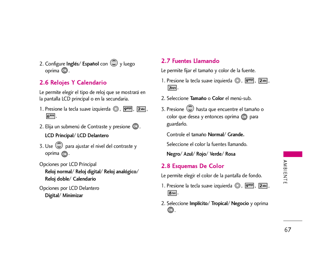 LG Electronics 355 manual Relojes Y Calendario, Fuentes Llamando, Esquemas De Color 