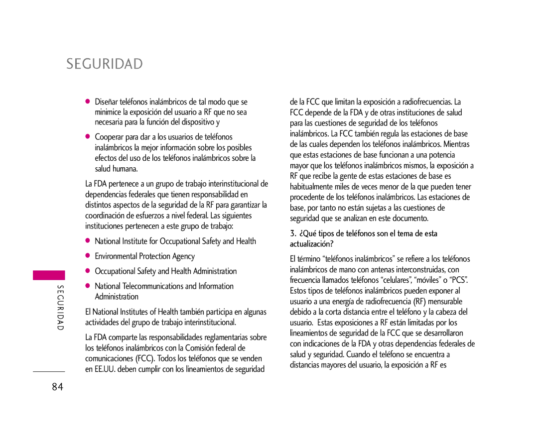 LG Electronics 355 manual Necesaria para la función del dispositivo y, Salud humana, Environmental Protection Agency 