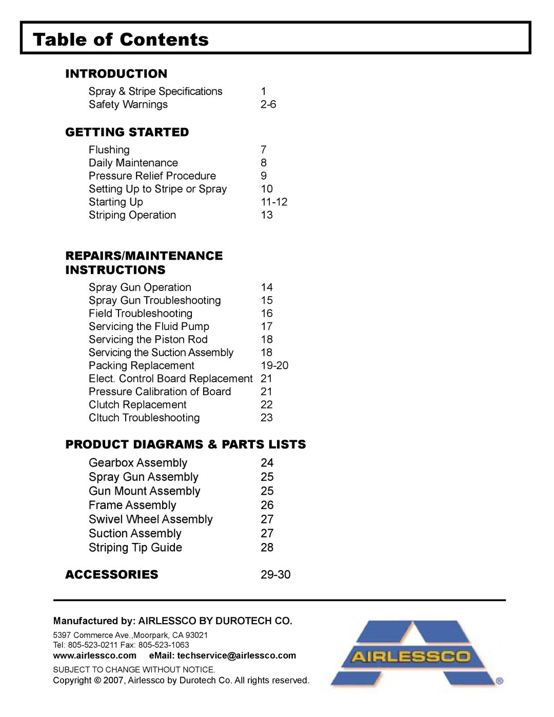 LG Electronics 3600 operation manual Table of Contents 