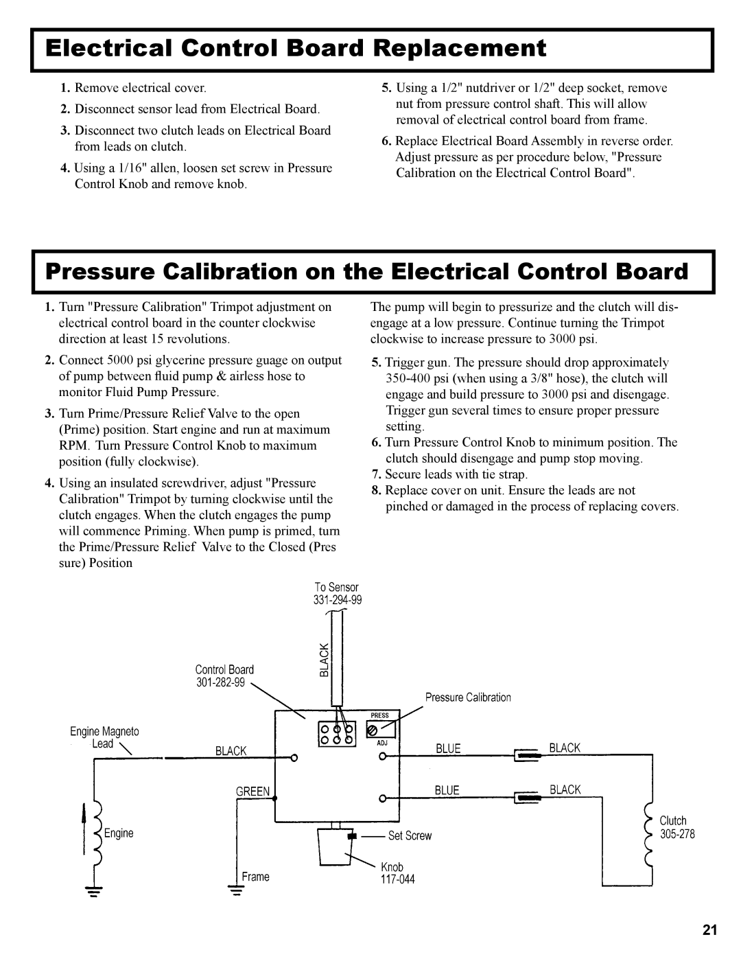 LG Electronics 3600 Electrical Control Board Replacement, Pressure Calibration on the Electrical Control Board 