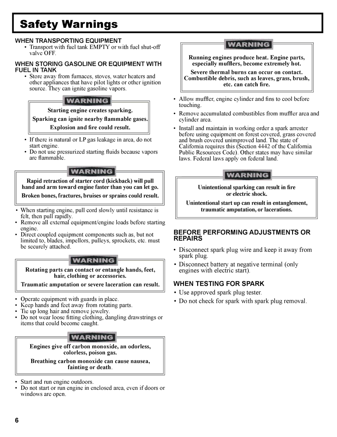 LG Electronics 3600 operation manual Before Performing Adjustments or Repairs, When Testing for Spark 