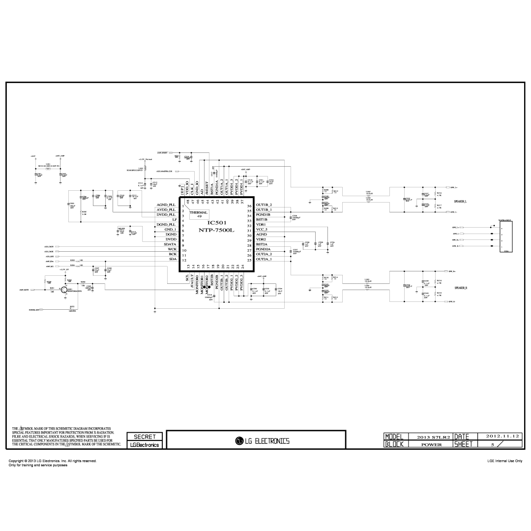 LG Electronics 42LP360H/361H-ZA, 42LN548C/549C-ZA service manual IC501, NTP-7500L 
