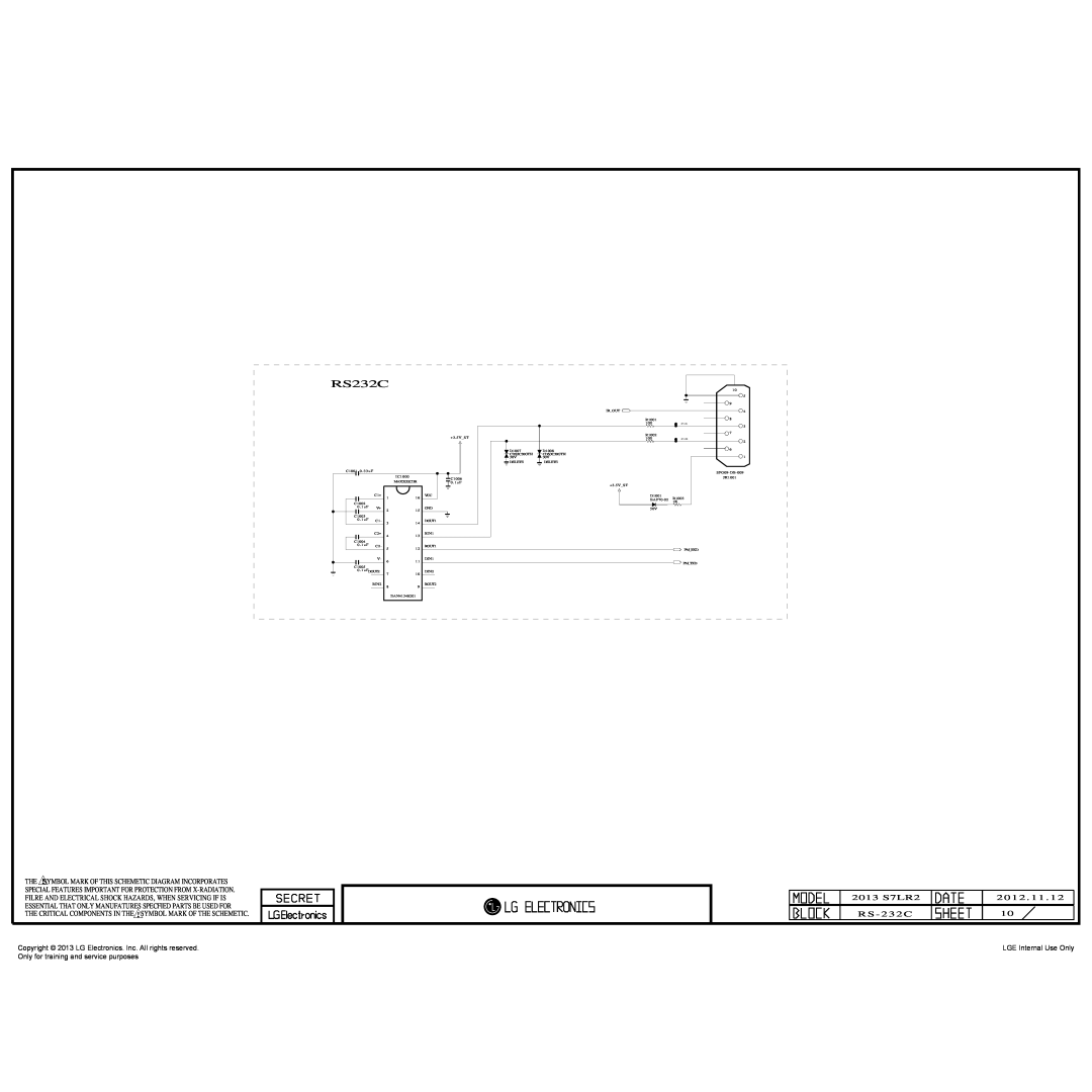 LG Electronics 42LP360H/361H-ZA, 42LN548C/549C, 549C-ZA RS232C, 2013 S7LR2, 2012 . 11, RS - 232C, LGE Internal Use Only 