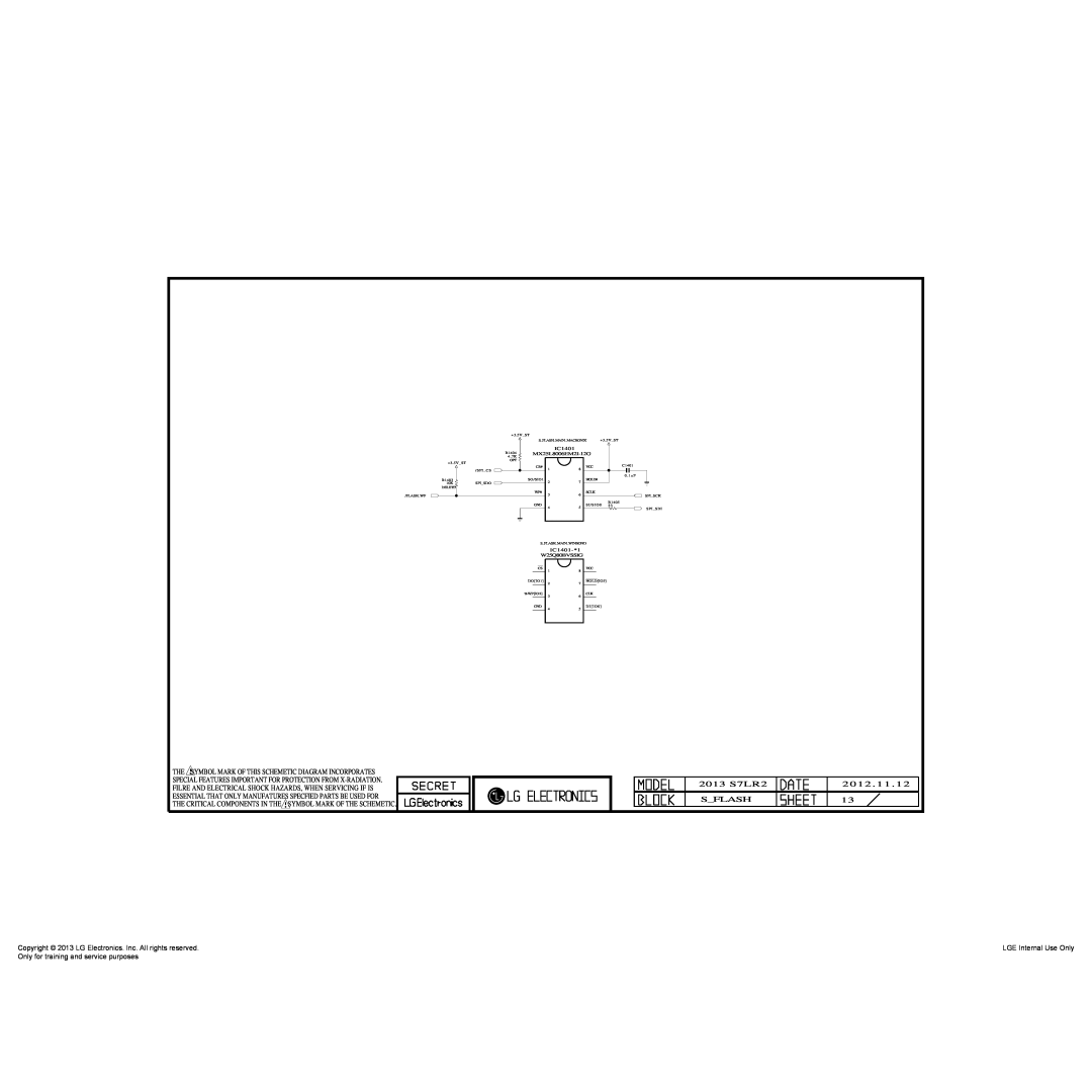 LG Electronics 42LN548C, 361H-ZA The Symbol Mark Of This Schemetic Diagram Incorporates, 2013 S7LR2, 2012 . 11, Sflash 