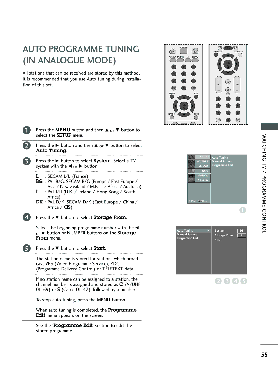 LG Electronics 26LC4*, 37 LC5*, 26 LC5*, 32 LC5*, 32 LC4* owner manual Auto Programme Tuning in Analogue Mode 