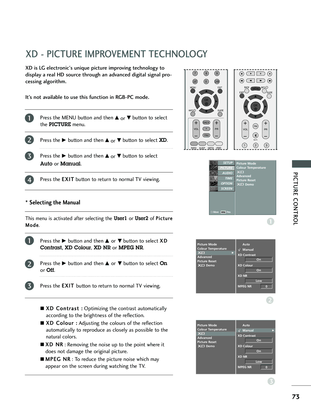 LG Electronics 37 LC5*, 26 LC5*, 26LC4*, 32 LC5*, 32 LC4* owner manual XD Picture Improvement Technology 