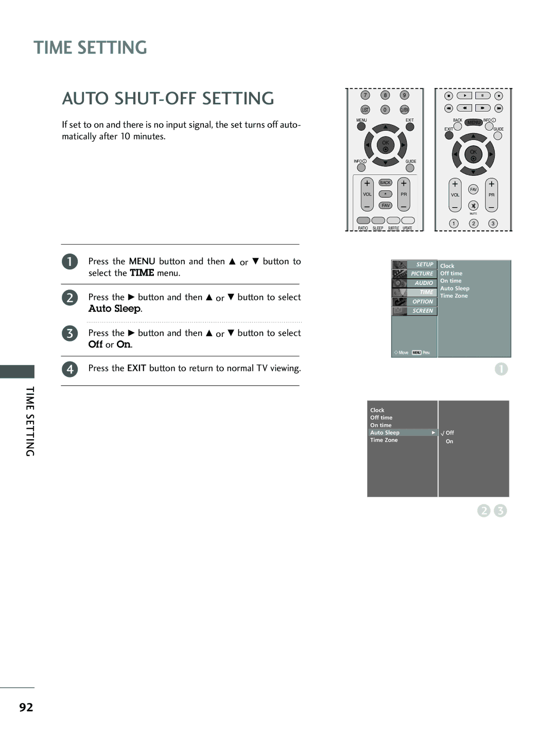 LG Electronics 32 LC4*, 37 LC5*, 26 LC5*, 26LC4*, 32 LC5* owner manual Auto SHUT-OFF Setting, Auto Sleep 