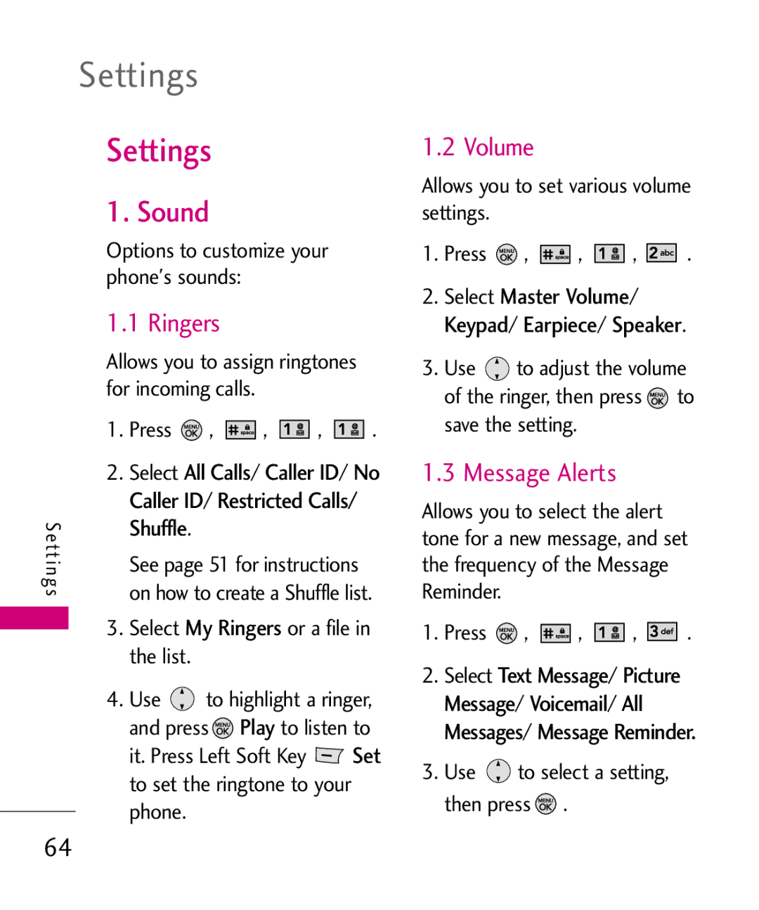 LG Electronics 370H, MMBB0345501 manual Settings, Sound 