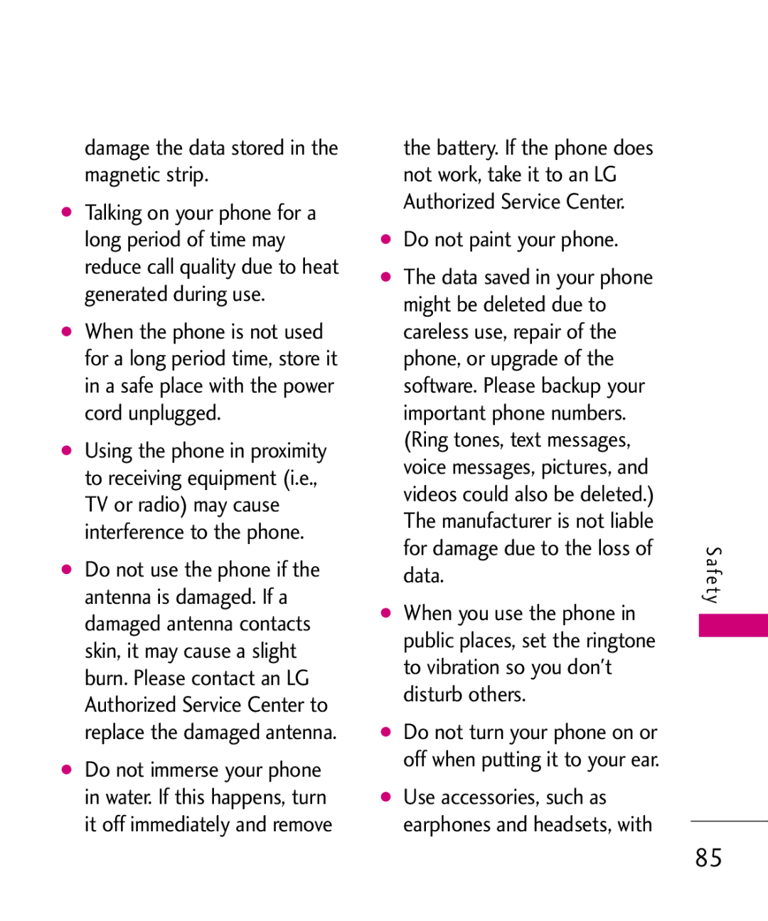 LG Electronics MMBB0345501, 370H manual Damage the data stored in the magnetic strip, Do not paint your phone 