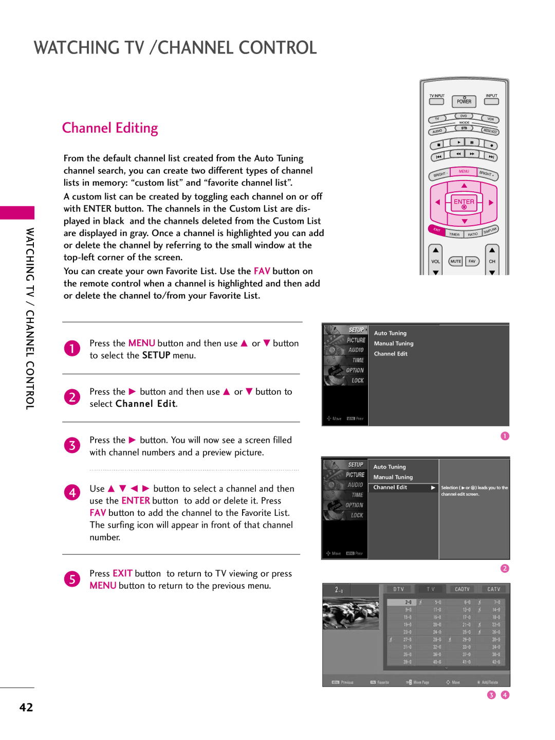 LG Electronics 37LB5D, 3LB5D owner manual Channel Editing 