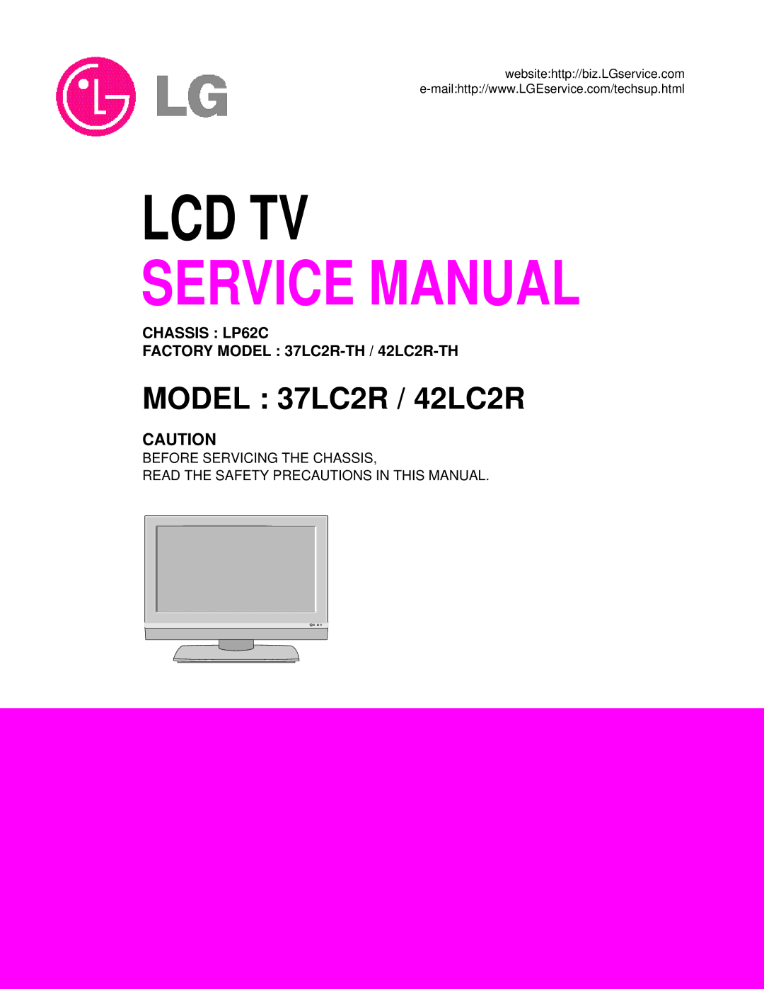 LG Electronics 42LC2R, 37LC2R service manual Lcd Tv 