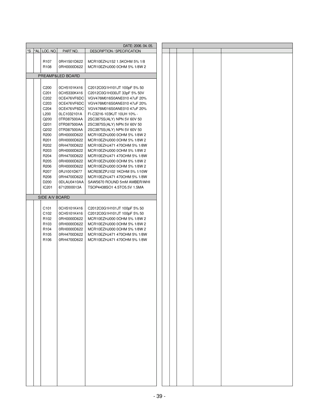 LG Electronics 42LC2R, 37LC2R service manual PREAMP&LED Board 