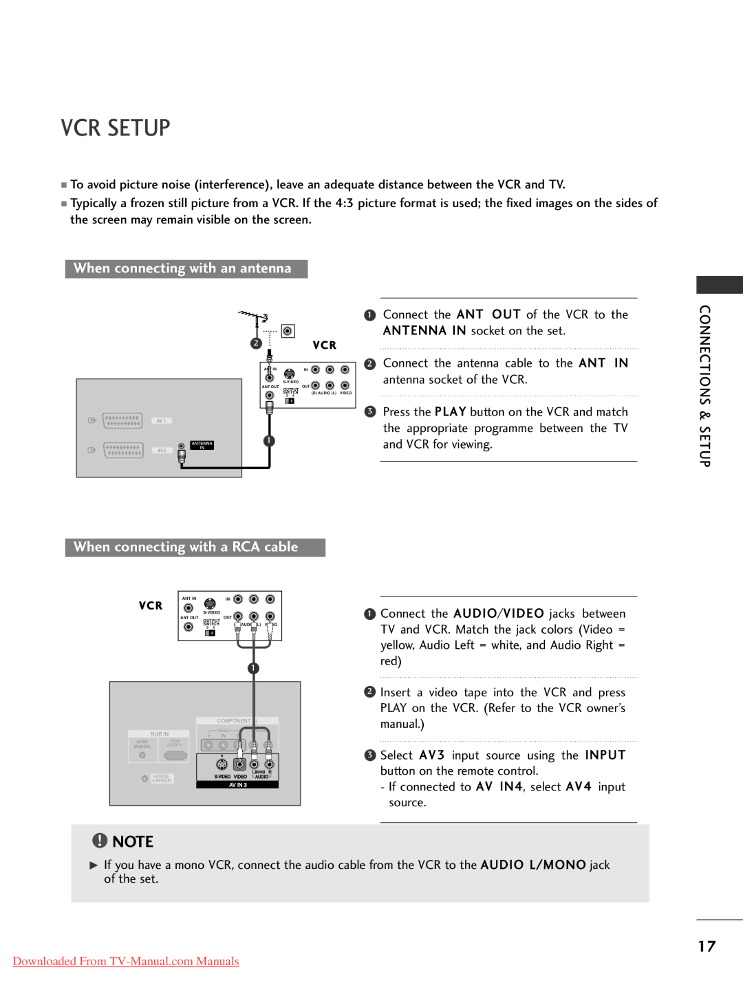 LG Electronics 50PC1RR*, 37LC2RR*, 42LC2RR*, 42PC1RR* VCR Setup, Appropriate programme between the TV, VCR for viewing 