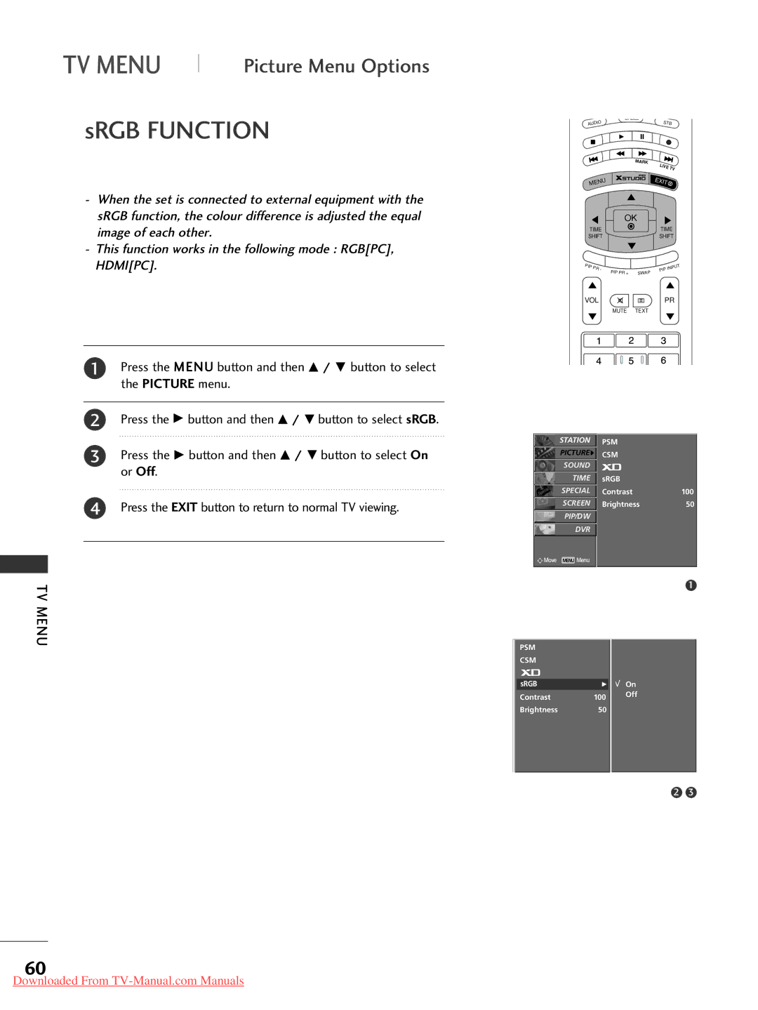 LG Electronics 42PC1RR*, 37LC2RR*, 42LC2RR*, 50PC1RR* owner manual SRGB Function 