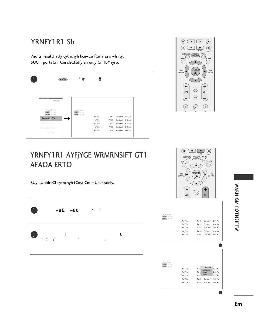 LG Electronics 42LC2RR, 37LC2RR owner manual Recorded TV, Recorded Program Selection and Popup Menu 