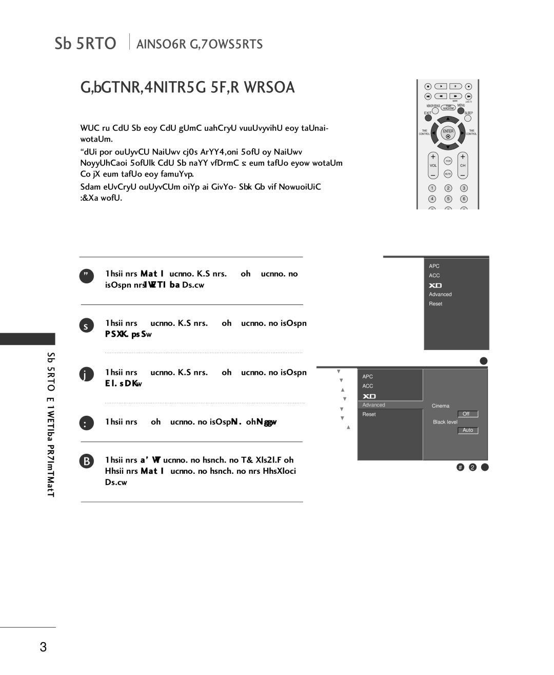 LG Electronics 37LC2RR, 42LC2RR owner manual ADVANCED-CINEMA Mode Setup 