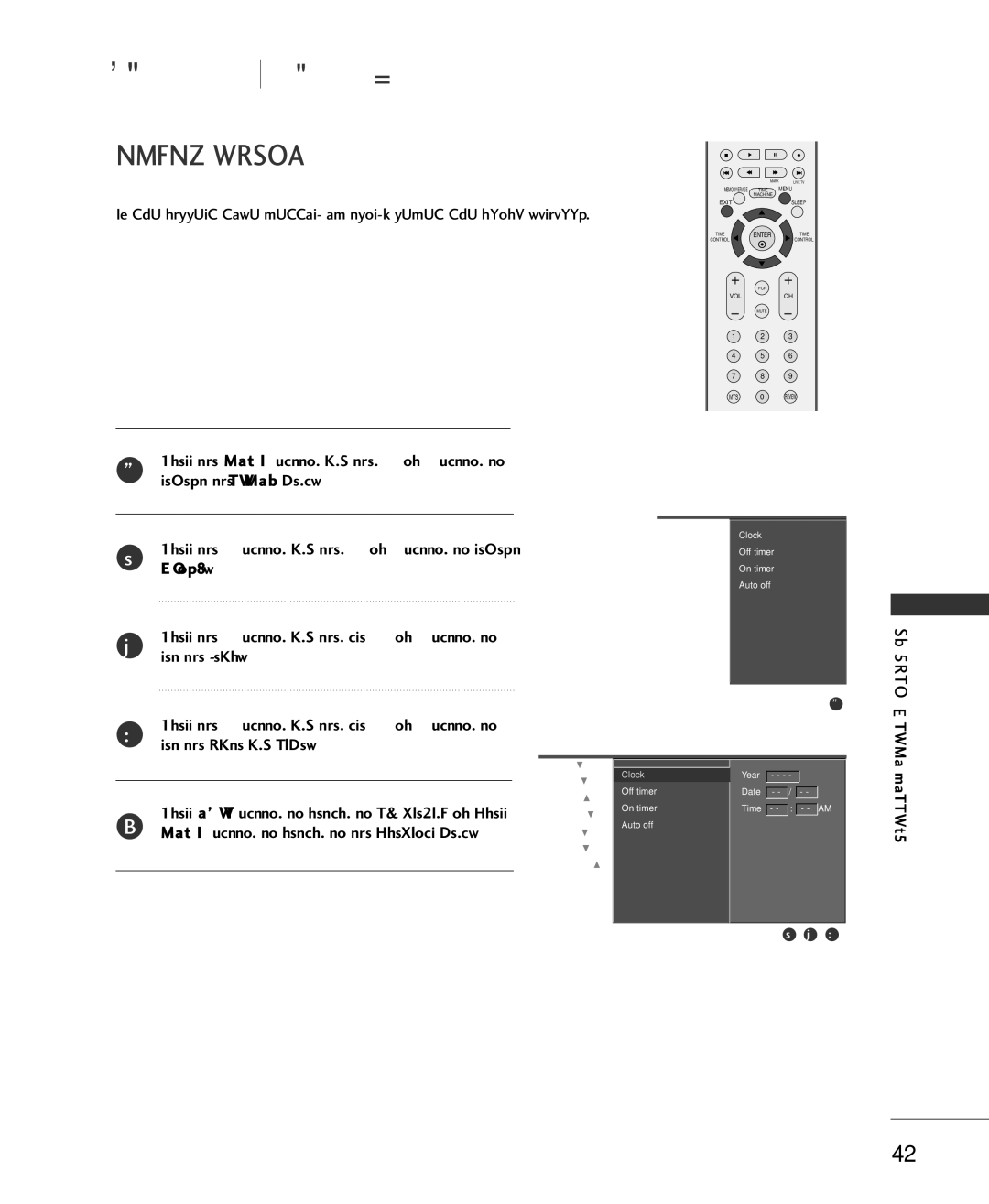 LG Electronics 42LC2RR, 37LC2RR owner manual Clock Setup, Set the Date and Time 