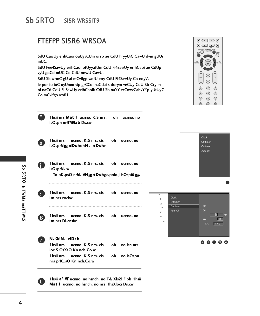 LG Electronics 37LC2RR, 42LC2RR owner manual ON/OFF Timer Setup 