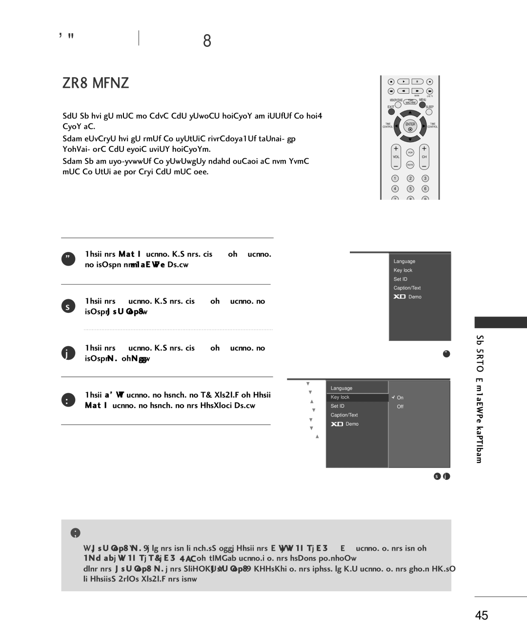 LG Electronics 42LC2RR, 37LC2RR owner manual KEY Lock, To select the Special menu, Select Key lock 